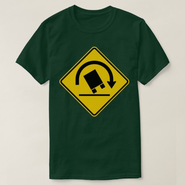 Truck Rollover Warning Highway Sign 1  T-Shirt (Design Front)