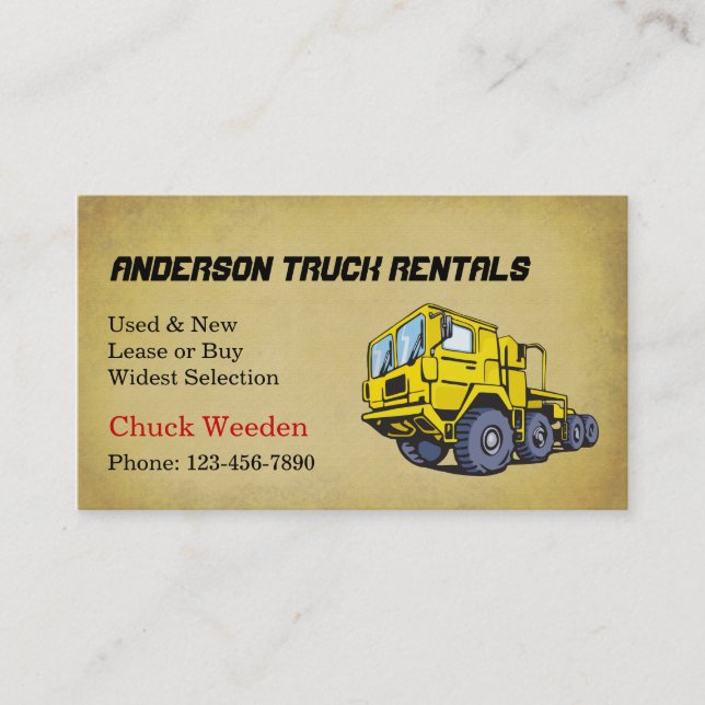 Truck Sales and Rental Business Card (Front)