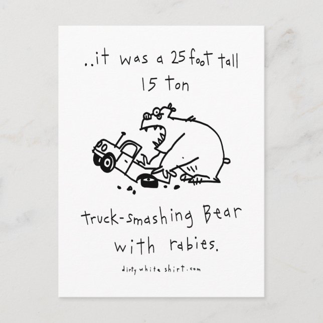 Truck-Smashing Bear Postcard (Front)