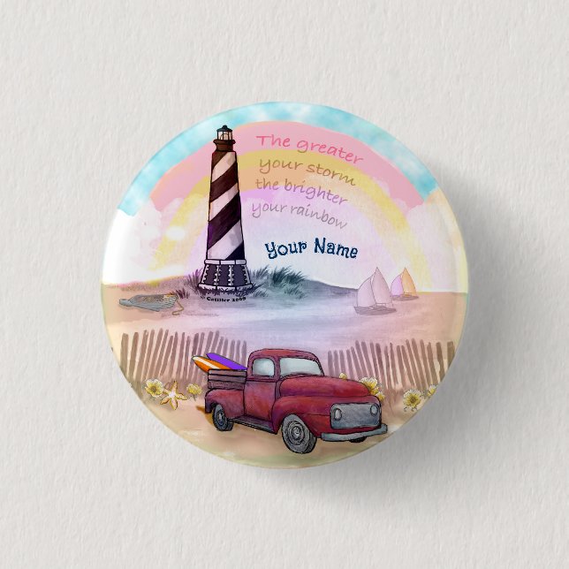 Truck Stormy Lighthouse  3 Cm Round Badge (Front)