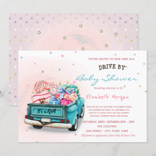 Truck Sweets Stars Drive By Baby Shower Invitation