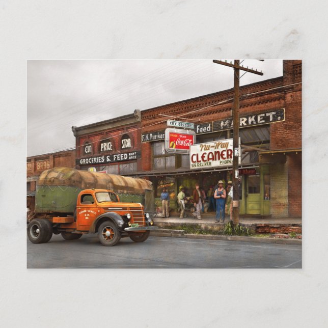 Truck - The city grocer 1939 Postcard (Front)