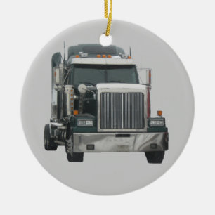 Truck tractor ceramic tree decoration