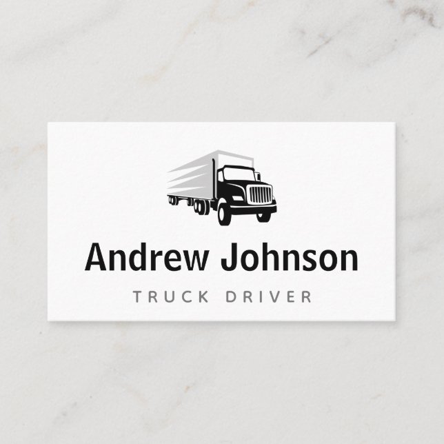 Truck Trucker Car Driving Transportation White  Business Card (Front)