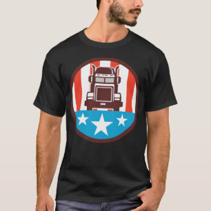 Truck USA Flag Circle fitness fashion  T-Shirt