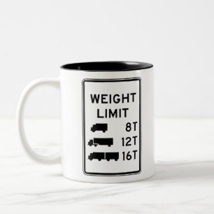 Truck Weight Limit Road Sign Two-Tone Coffee Mug