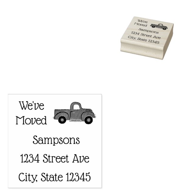 Truck We're Moving Announcement Rubber Stamp (Stamped)