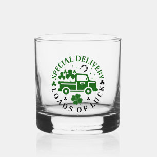 Truck with clovers St. Patricks Day Whiskey Glass