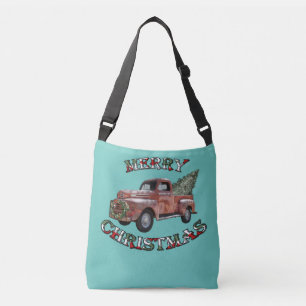 Truck & Xmas Tree Retro Design Merry Christmas Crossbody Bag