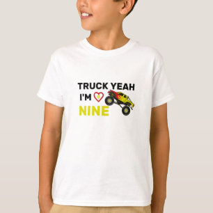 Truck Yeah I'm Nine Birthday tee, 9th Birthday tee