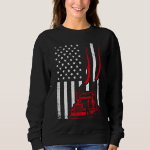 Trucker American Flag Image Truck Driver Dad Illus Sweatshirt