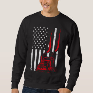 Trucker American Flag Image Truck Driver Dad Illus Sweatshirt