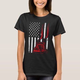 Trucker American Flag Image Truck Driver Dad Illus T-Shirt