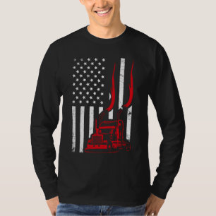 Trucker American Flag Image Truck Driver Dad Illus T-Shirt