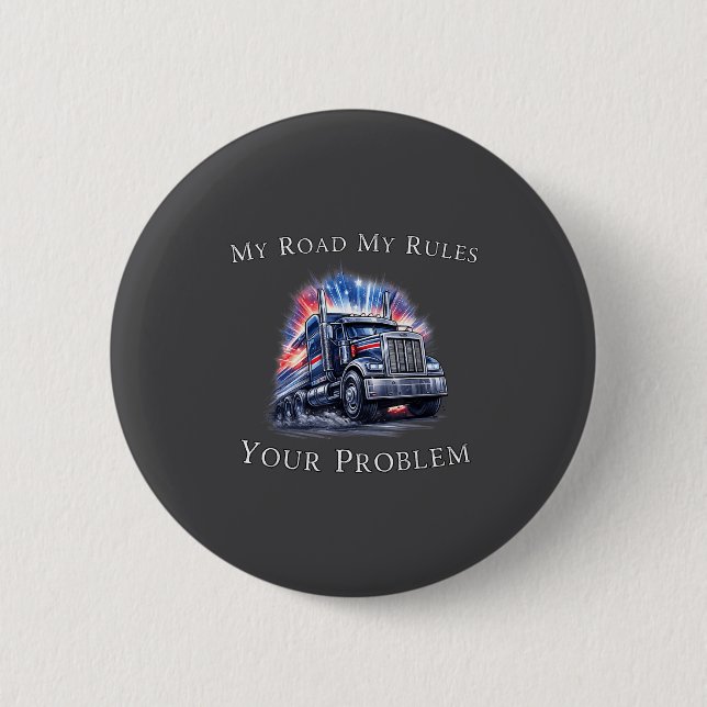 Trucker American Flag Truck Driver  6 Cm Round Badge (Front)