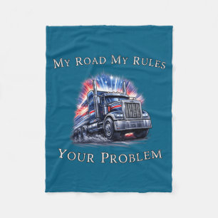 Trucker American Flag Truck Driver Fleece Blanket
