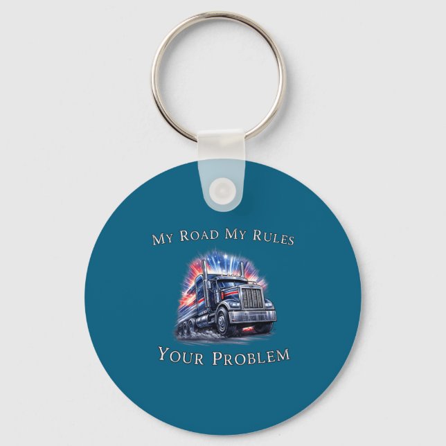 Trucker American Flag Truck Driver  Key Ring (Front)
