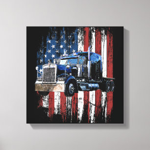 Trucker American Flag Truck Driver Truck Driver Gi Canvas Print