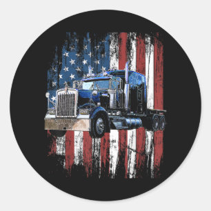 Trucker American Flag Truck Driver Truck Driver Gi Classic Round Sticker
