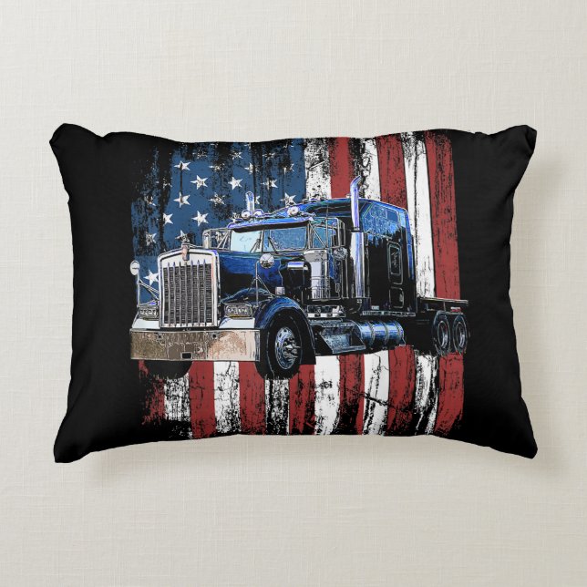 Trucker American Flag Truck Driver Truck Driver Gi Decorative Cushion (Front)