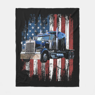 Trucker American Flag Truck Driver Truck Driver Gi Fleece Blanket