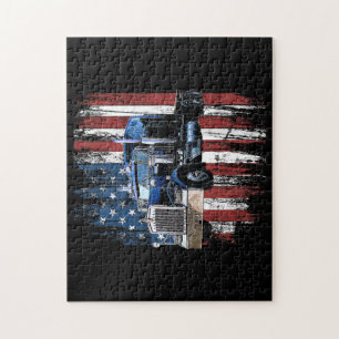 Trucker American Flag Truck Driver Truck Driver Gi Jigsaw Puzzle