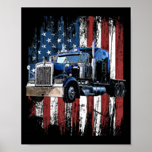 Trucker American Flag Truck Driver Truck Driver Gi Poster