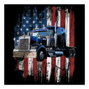 Trucker American Flag Truck Driver Truck Driver Gi Poster