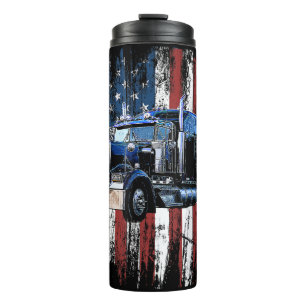 Trucker American Flag Truck Driver Truck Driver Gi Thermal Tumbler