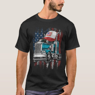 Trucker American Flag Trucker Hat Truck Driver Gif T-Shirt