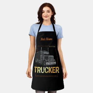 Trucker Born To Be Truck Retro Driver Vintage Apron
