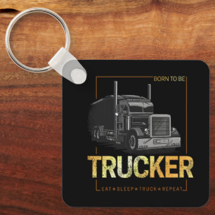 Trucker Born To Be Truck Retro Driver Vintage Key Ring
