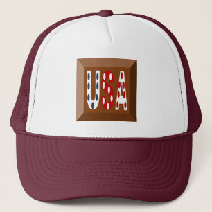 TRUCKER CASQUETTE WHITE BROWN TOP DESIGN USA HAT