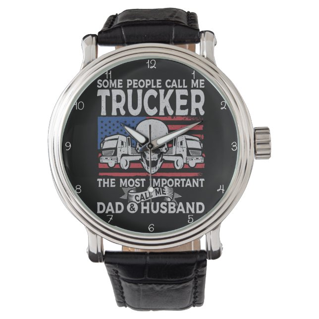 Trucker, Dad, Husband, American Skull Watch (Front)