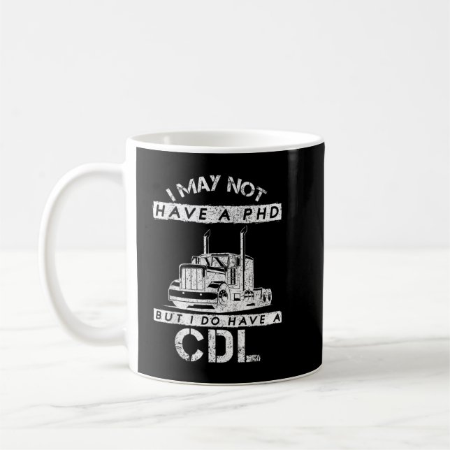 Trucker Diesel Heartbeat Semi-Trailer Truck Driver Coffee Mug (Left)