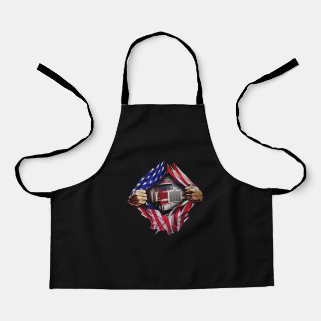 Trucker Driver American Flag Truck Apron (Front)