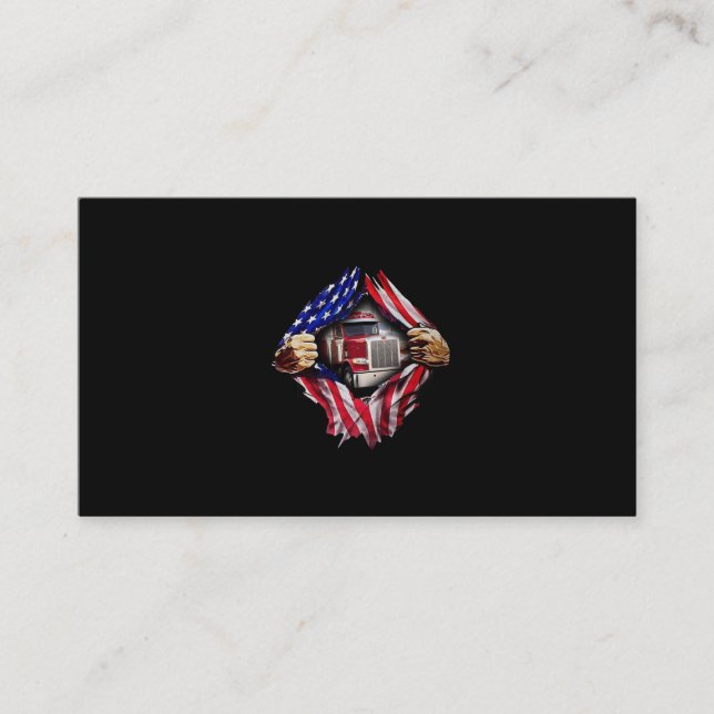 Trucker Driver American Flag Truck Business Card (Front)