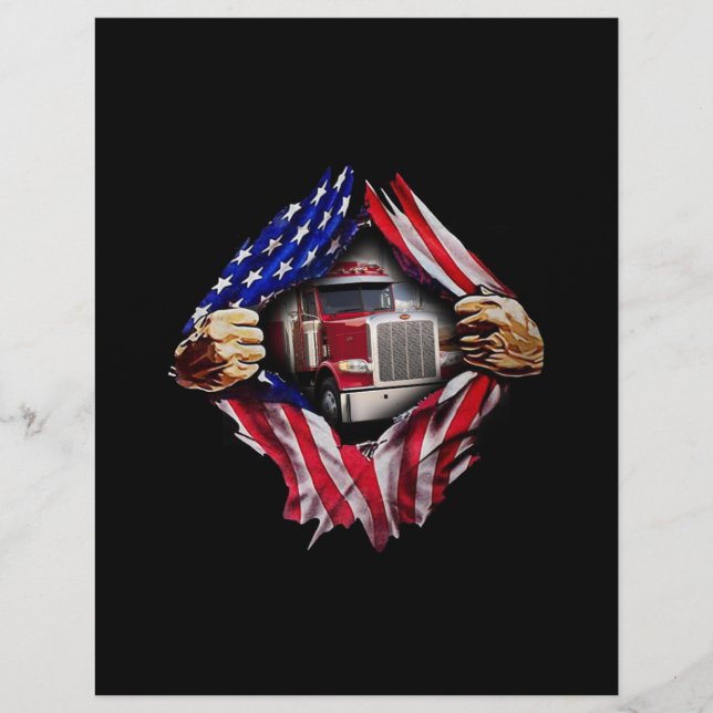 Trucker Driver American Flag Truck Custom Letterhead (Front)