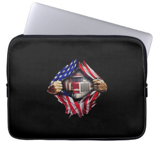 Trucker Driver American Flag Truck Laptop Sleeve