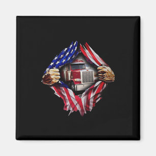 Trucker Driver American Flag Truck Magnet