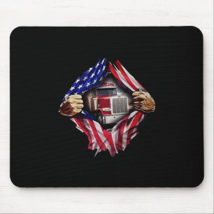 Trucker Driver American Flag Truck Mouse Mat