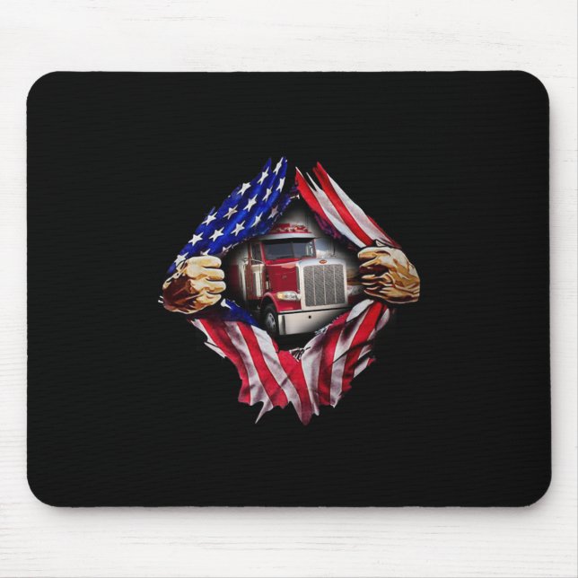 Trucker Driver American Flag Truck Mouse Mat (Front)