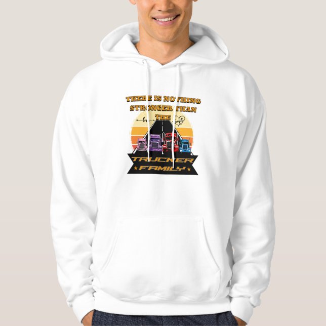 Trucker Family Strong Parents Children Road Bond Hoodie (Front)