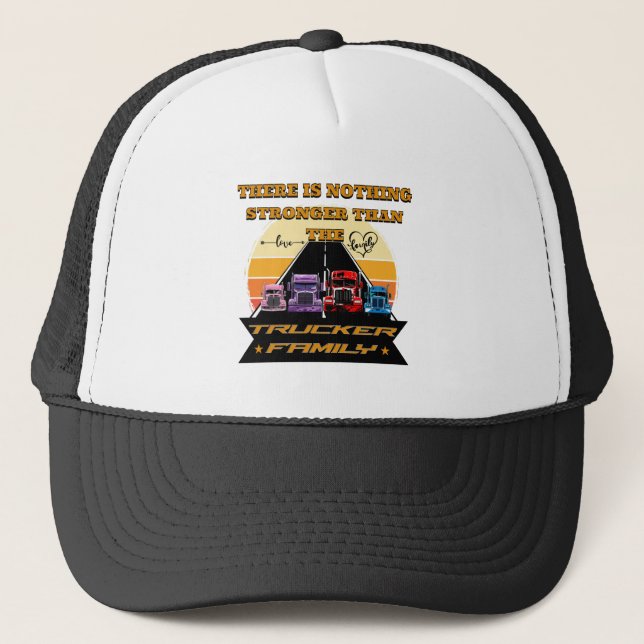 Trucker Family Strong Parents Children Road Bond Trucker Hat (Front)