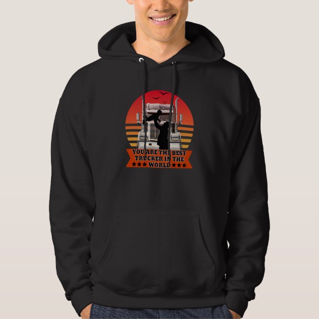 Trucker Father Baby Love Road Family Pride Design Hoodie (Front)