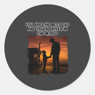 Trucker Father Son Bond Family Road Love Design Classic Round Sticker