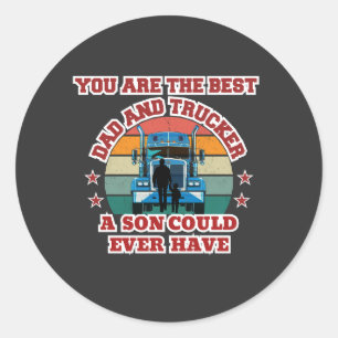 Trucker Father Son Bond Road Family Love Design Classic Round Sticker