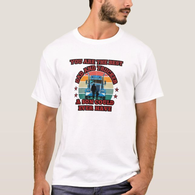 Trucker Father Son Bond Road Family Love Design T-Shirt (Front)