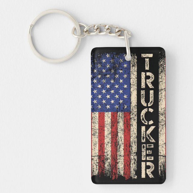 Trucker Flag Key Ring (Front)