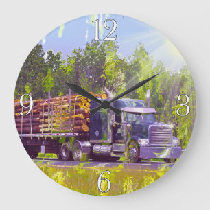 Trucker Gifts Logging Truck Wall Clock